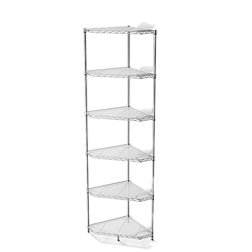 6-Tier NSF Metal Corner Shelf Wire Shelving Unit - 600lbs Capacity